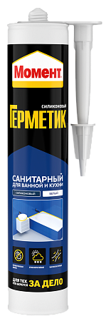 Герметик силиконовый санитарный белый 280мл Момент для кухни и ванны 2047372 до-30 *1/12