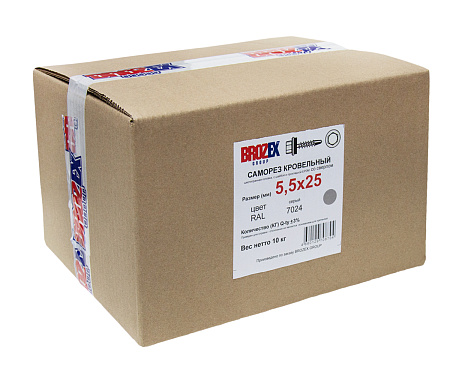 Саморезы кровельные BROZEX 5,5*25 RAL7024 (серый графит) (10кг) промтара *10