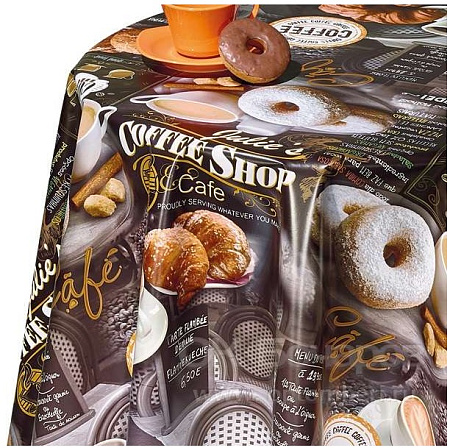 Клеёнка на нетканой основе "Dekorama" "Кафе-кондитерская" серо-коричневая шир.1,40м 070 А *20