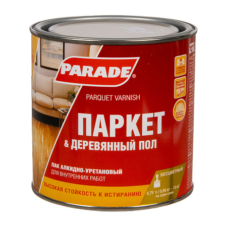 Лак алкидно-уретановый паркетный глянцевый 0,75 л PARADE L-10   *1/6/528