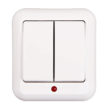 Выключатель "Прима" ОП 2кл. белый с подсветкой  А56-007  *1/129