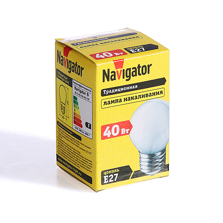 Лампа накаливания 40W Е27 шар матовая Navigator 94311 *10/100