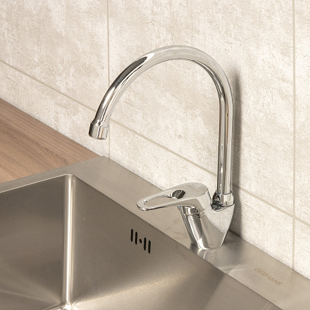 Смеситель для кухни GROSS AQUA Base 3205258С-В01 высокий излив, поворотный *1/10