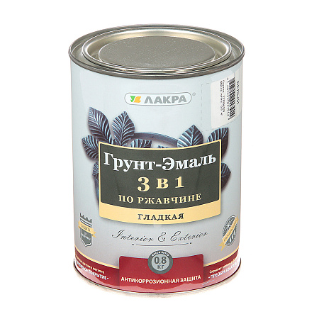 Грунт-эмаль по ржавчине белая 0,8 кг Лакра *1/10/590