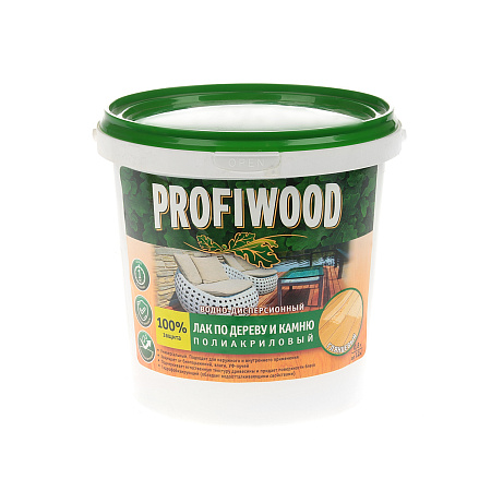 Лак акриловый для наружных и внутренних работ по дереву и камню 0,9 кг PROFIWOOD *1/6/588