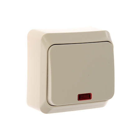 Выключатель "Этюд" ОП 1кл. кремовый с подсветкой ВА10-005К  *10/25