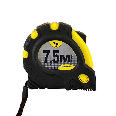 Рулетка  7,5м*25мм резино-пластик. корпус стальная лента фиксатор магнит арт.2501625 T4P *1/6/60