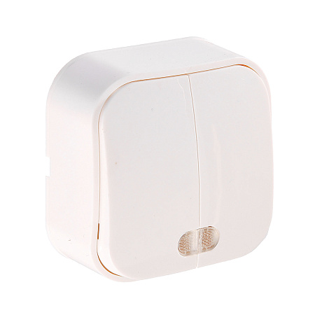 Выключатель "IONICH" ОП 2кл. белый с подсветкой IP20  1414 *10/200