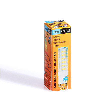 Лампа светодиодная капсульная 7,0W-220V G9 6.5K холодный Ecola 60x15 G9RD70ELC *10/100