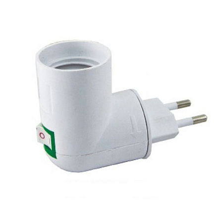 Переходник вилка-Е27 с выкл. белый TDM SQ0335-1007 *10/20/100