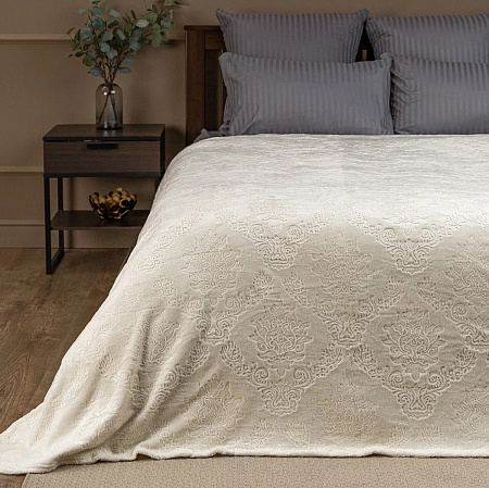 Плед 150*200см фланель дамаск молочный TF FNE ML 1520 11-0105 Absolute *1