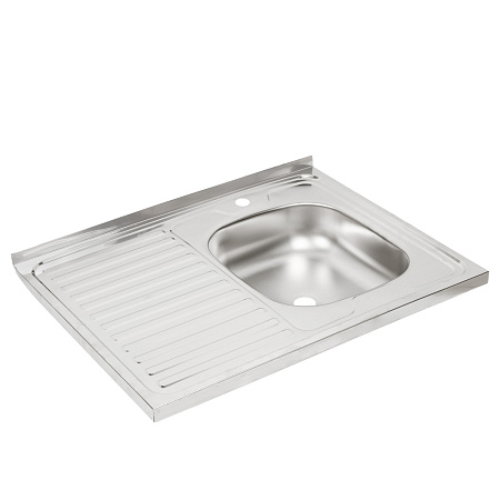 Мойка нерж. накладн.600х800х150мм 0,5 мм ЛЕВАЯ без сифона, выпуск 1 1/2"  *1/15
