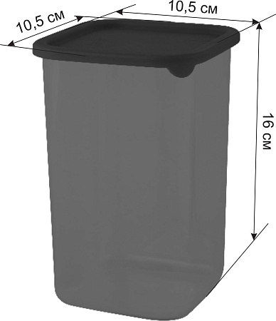 Банка для продуктов пластм. "Black" 1,2л 105x105x160мм SE168510621 "Spin Clean" *1/9