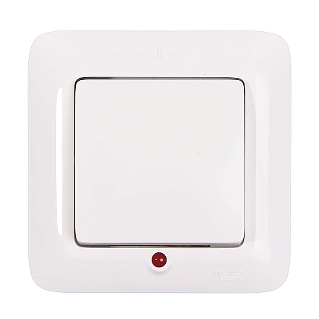 Выключатель "Прима" СП 1кл. белый с подсветкой С16-053  *1/96