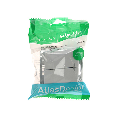 Механизм выключателя "ATLAS DESIGN" 2кл. алюминий с подсв. (сх.5а) 10АХ SchE ATN000353  *10
