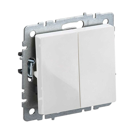Механизм выключателя "BRITE" 2кл. белый IEK BR-V20-0-10-K01   *1/10/100