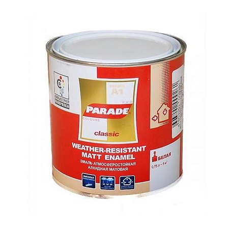 Эмаль алкидная белая матовая 0,75 л PARADE  А1 универсальная *1/6/576