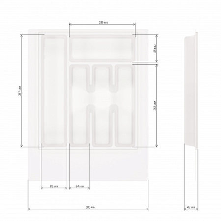 Лоток для столовых приборов пластм. обрезаемый 490х390х45мм Белый М8534 (ЗПИ "Альтернатива") *1/10