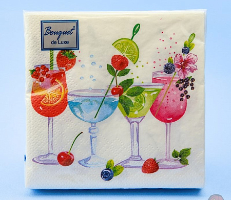 Салфетки бумажные 3сл 24*24см 25шт Bouquet de Luxe Коктейль *15
