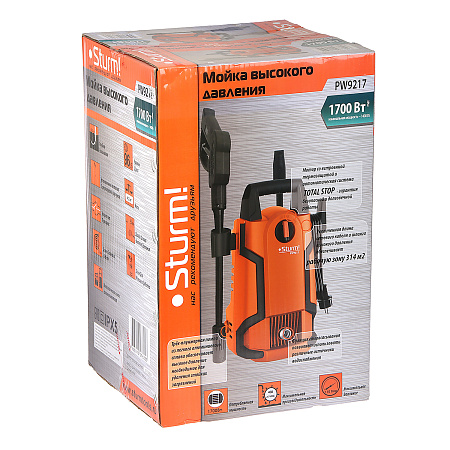 Мойка высокого давления 1700Вт 390л/ч 100 бар шланг 5м самовсасывающая РW9217 STURM *1