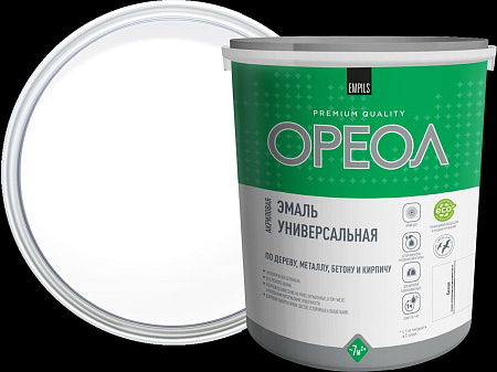 Эмаль акриловая белая матовая 1,1 кг Ореол *1/6/288