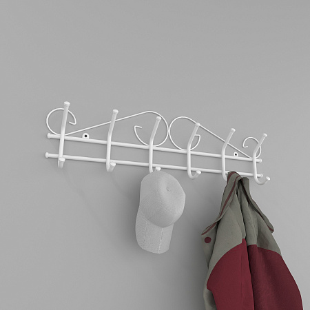 Вешалка настенная "Ажур-6" 680х210х80мм 6крючков Белый ВНА 201 Б ("ЗМИ") *1/5