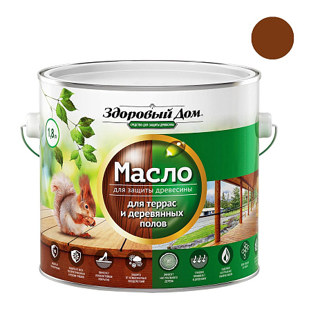 Масло для террас и деревянных полов Здоровый Дом Орех 1,8 л  *1/4/168