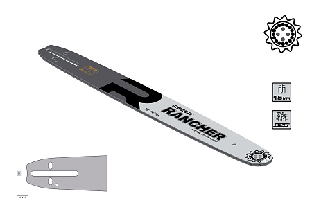 Шина для цепных пил 45см 72звеньев шаг0,325” паз1,5мм Rancher 455 L 8 F REZER *1/20