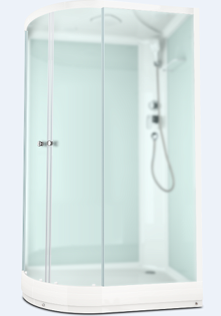 Кабина душевая120*80*218 Delight Slim128R  поддон низкий стек.матовое,б/эл,ст.белые DOMANI-Spa3уп