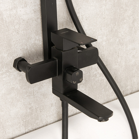 Смеситель д/ванны со стойкой для душа + ручной душ LEDEME L72433B черная *1