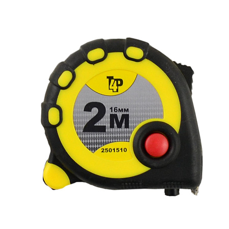 Рулетка  2м х16мм резино-пластик. корпус стальная лента фиксатор магнит арт.2501510 T4P *1/12/180