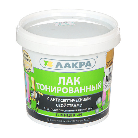 Лак акриловый для наружных и внутренних работ тонированный Дуб 0,9 кг Лакра * 6/432