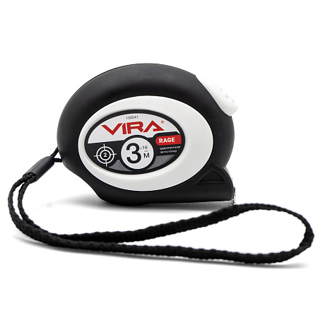 Рулетка  3м х16мм резино-пластик. корпус стальная лента автостоп арт.100041 VIRA RAGE *1