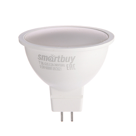 Лампа светодиодная 9.5W GU5,3 рефлектор 6,0К холодный MR16 Smartbuy *10/100