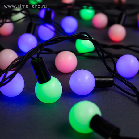 Гирлянда Нить 10м 100LED мульти мигает Шарики 2,5см темная нить уличная 220V IP44 185539  *1/20