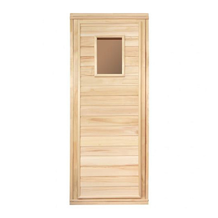 Дверь глухая со стеклом 1,7х0,7 м., липа Класс Б, 34021 "Банные штучки" *1