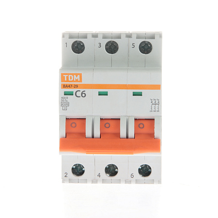 Авт.выкл. TDM ВА 47-29 6А/3П SQ0206-0105 *4/40