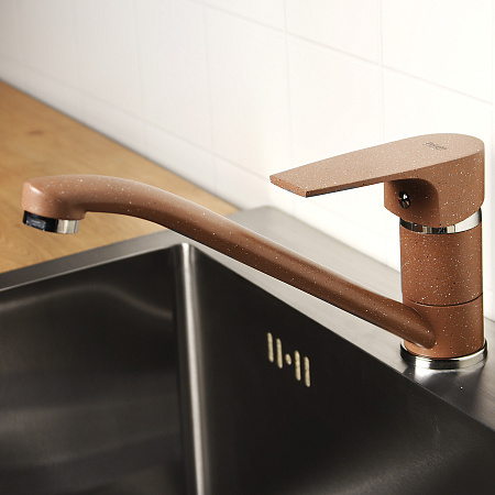 Смеситель для кухни Potato P49222-15 длинный излив (кофейный) *1/10