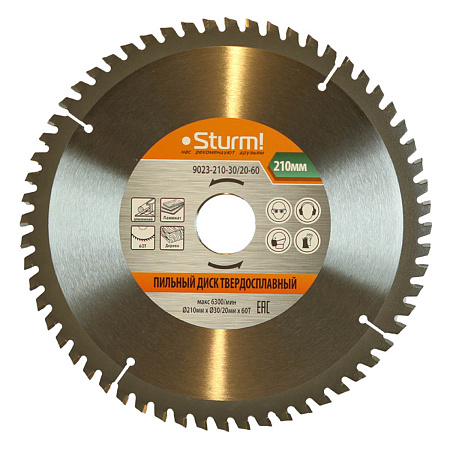 Диск пильный 210*30/20мм 60 зубьев Мульти рез (9023-210-30/20-60) Sturm *1/10/40