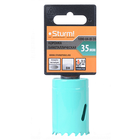 Коронка по металлу/дерево/пластик 35мм биметаллическая (1090-04-BI-35) Sturm *1/10