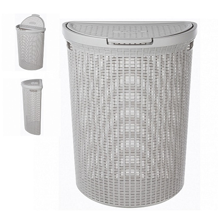 Корзина для белья пластм. 45л "Eco style" 610х460х265мм Св.-Серый арт.431217630 ("Бытпласт") *1/5