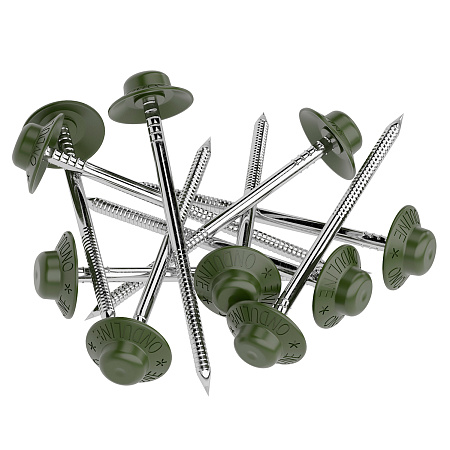 Гвозди с литой шляпкой зеленые ОНДУЛИН (упак.100шт)  *1/30