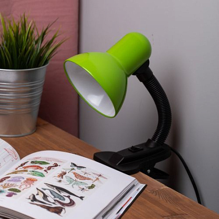 Светильник настольный  ЭРА N-212 40Вт Е27 (прищепка) зеленый N-212-Е27-40W-GR  *1/50