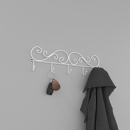 Вешалка настенная "Кружева 5" 402х130мм 5крючков Белый ВН 276 Б  ("ЗМИ")*1/10