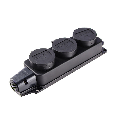 Розетка КАУЧУК переносная c заглушкой 3-мест 2Р+РЕ 16А 250В TDM SQ0612-0008  *1/36