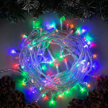 Гирлянда Нить 10м 100LED мульти 8 режимов прозрачная нить 220V IP20  3556779  *1/100