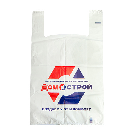Пакет п/э "майка" "Домострой" без адреса ПНД Большой 400+180х650мм (толщ.25мкм) *100/1000