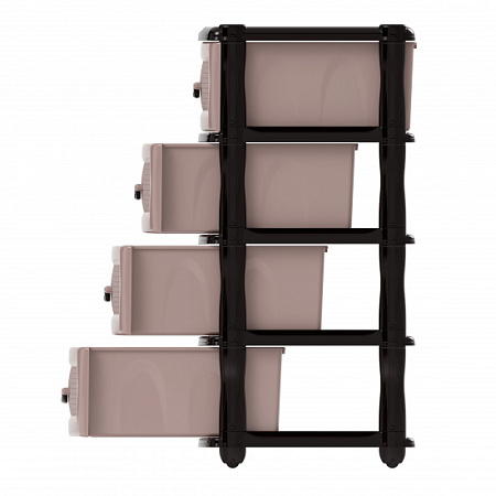 Комод пластм. 4 ящика выс.980мм, шир.480мм, гл.380хмм Коричневый М1356 "ЗПИ "Альтернатива" *1