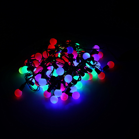 Гирлянда Нить 10м 100LED мульти мигает Шарики 2,5см темная нить уличная 220V IP44 185539  *1/20