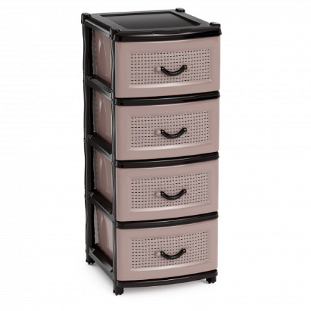 Комод пластм. 4 ящика выс.980мм, шир.480мм, гл.380хмм Коричневый М1356 "ЗПИ "Альтернатива" *1